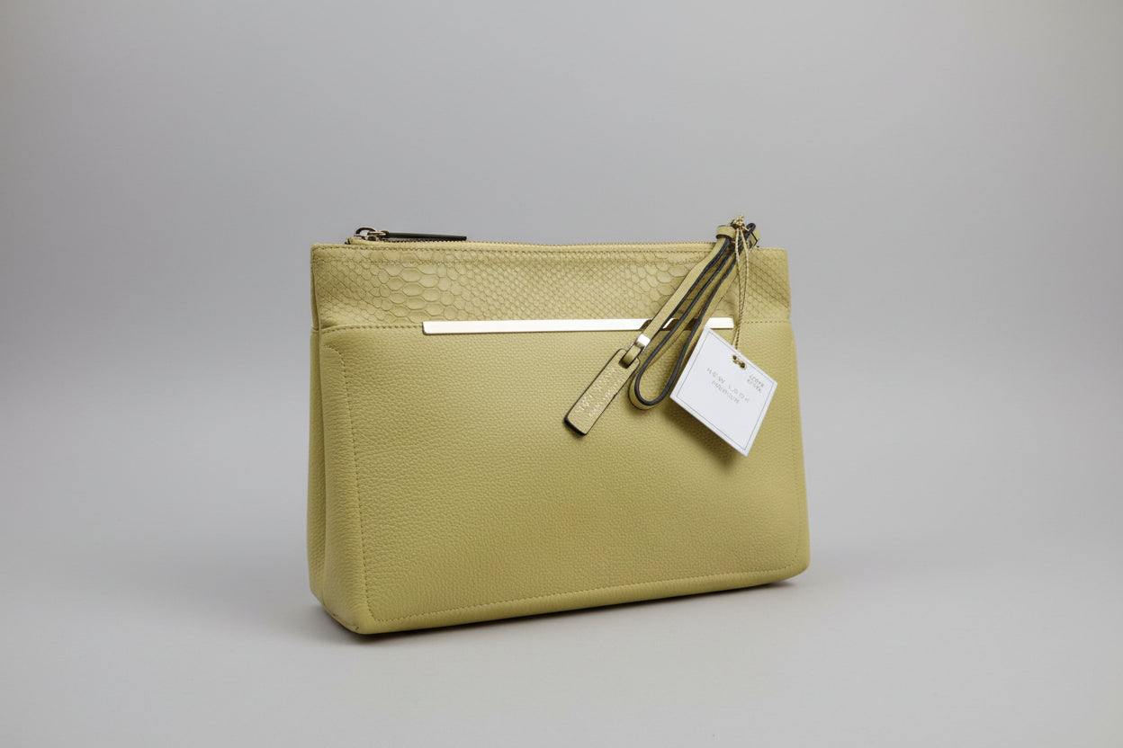 New Look Premium, lime green leather clutch bag.