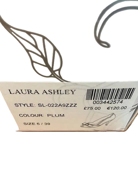 Laura Ashley Heels Size UK 6 EU 39 Boxed Plum Colour Occasional Shoes With Diamanté Brooch & Bow Feature
