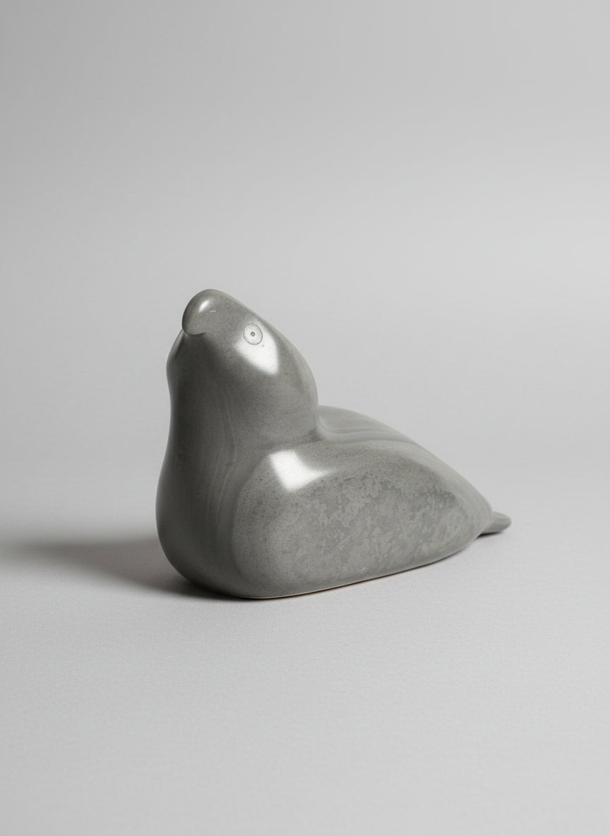 Canadian Eskimo Art Hand Carved Green Bird Sculpture