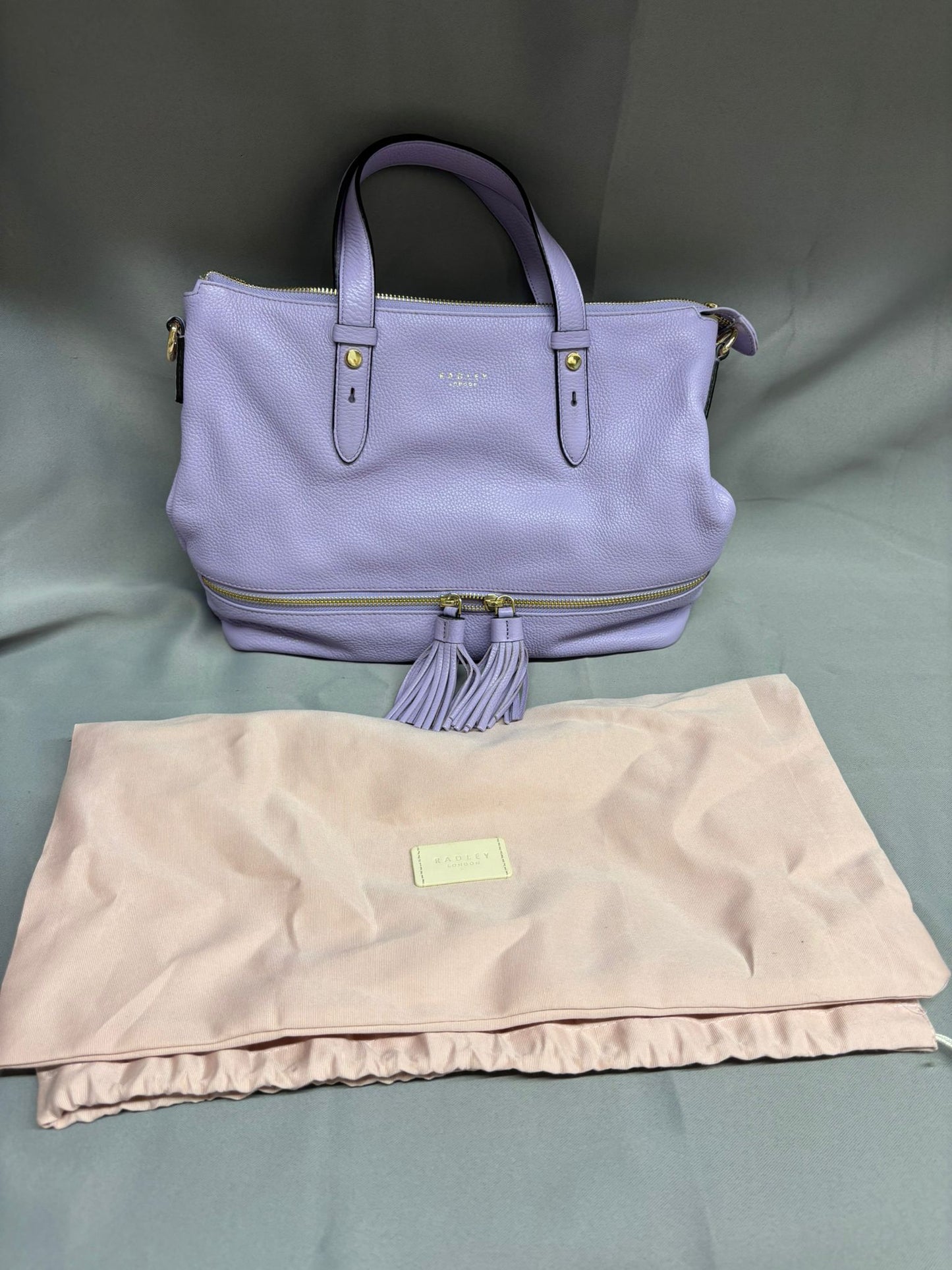 Radley Lilac Handbag Gold Metalwork Medium Sized