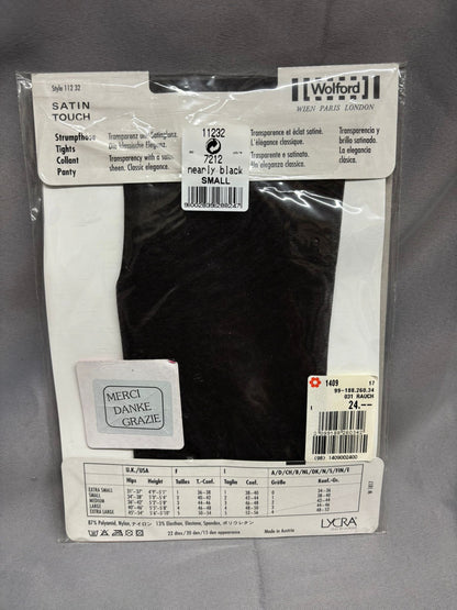 Wolford Satin Touch Black Tights Size Small