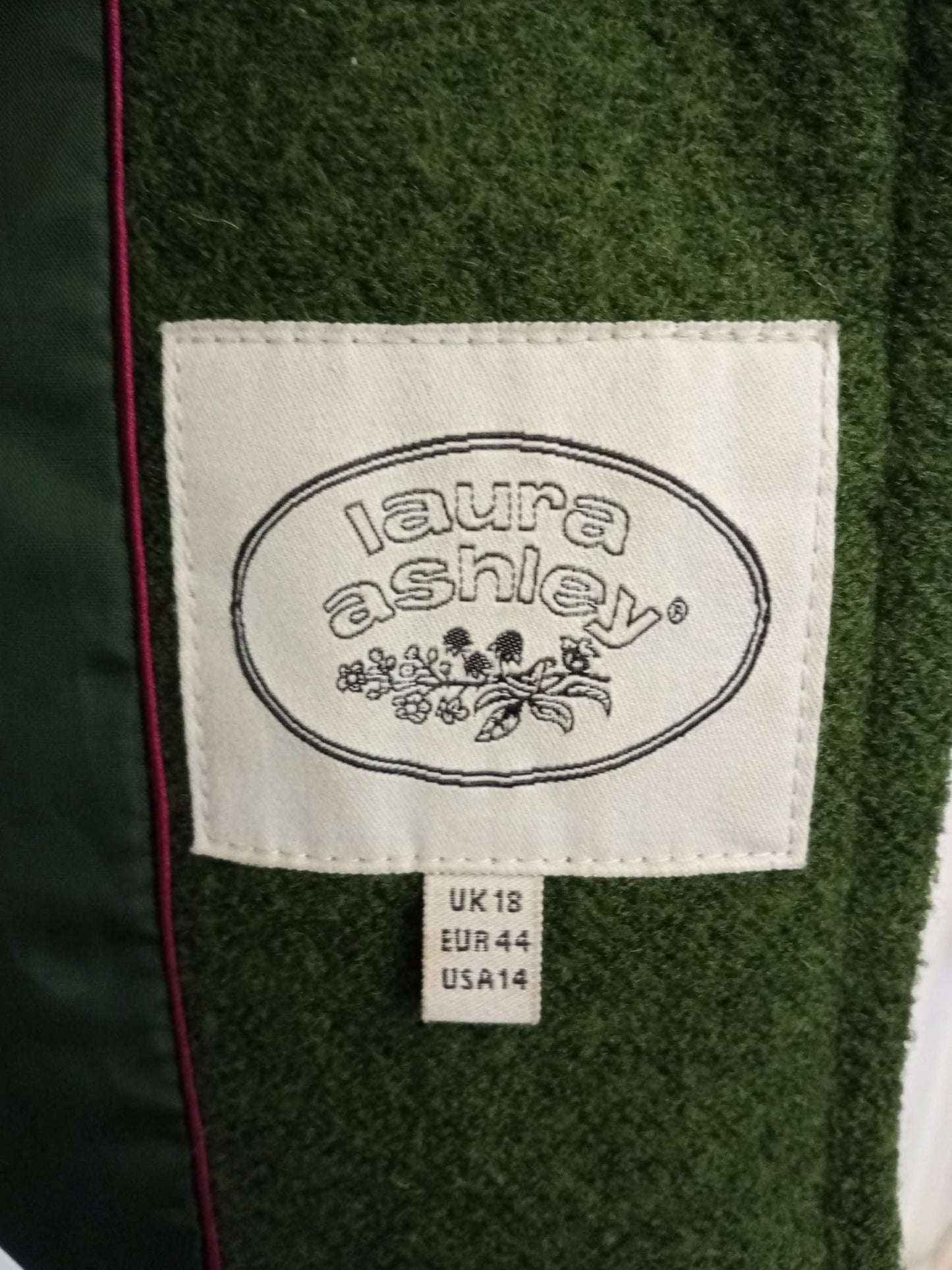 Laura Ashley Women's Coat Olive Green UK 18 EU 48 - Good Used Condition