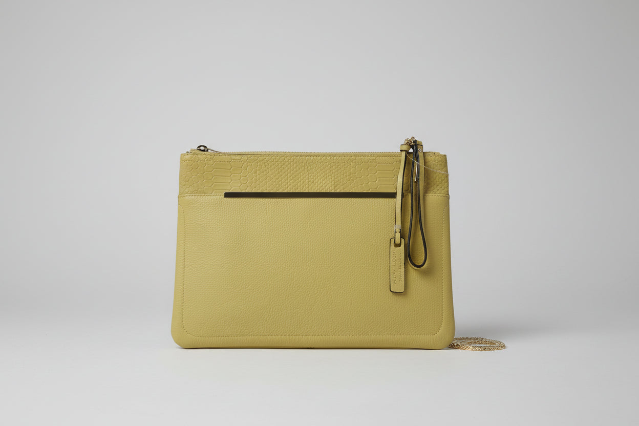 New Look Premium, lime green leather clutch bag.