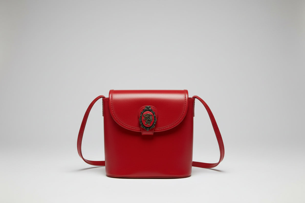 Red Genuine Leather Handbag Made in Italy Good Condition