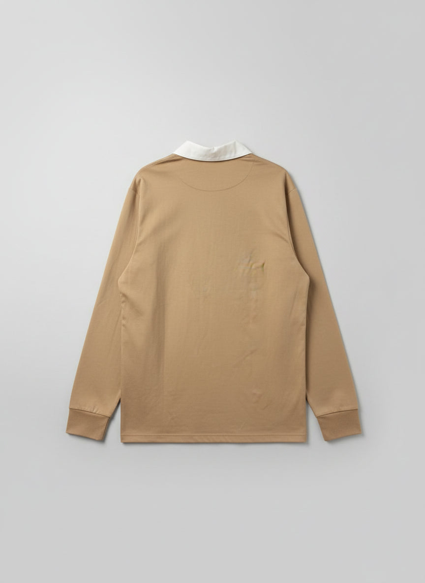 BNWT Hugo Boss Mercerized Oversized Fit Beige & White Long-Sleeve Size XL