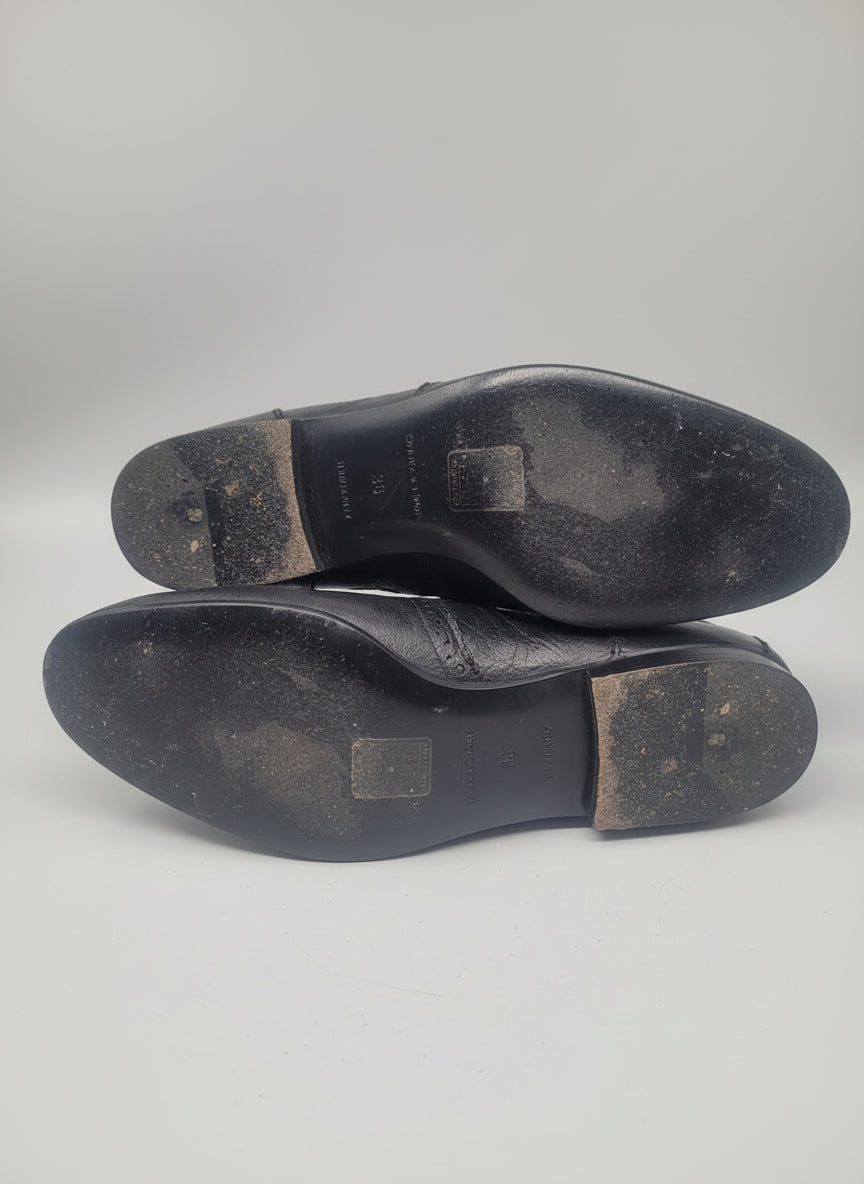 Balenciaga 'Arena' Black Leather Boots UK 5 EU 38 Flat Ankle