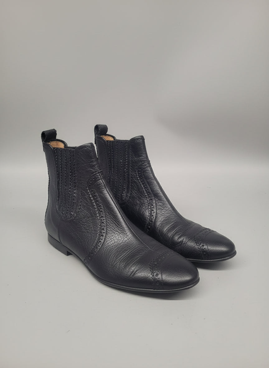 Balenciaga 'Arena' Black Leather Boots UK 5 EU 38 Flat Ankle