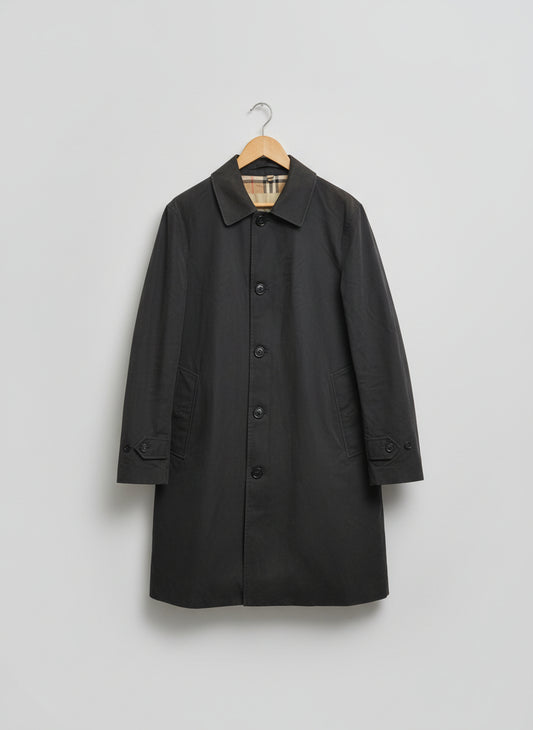 Burberry 'The Paddington' Black Jacket Size 46 Cotton-Blend Mac Trench Jacket