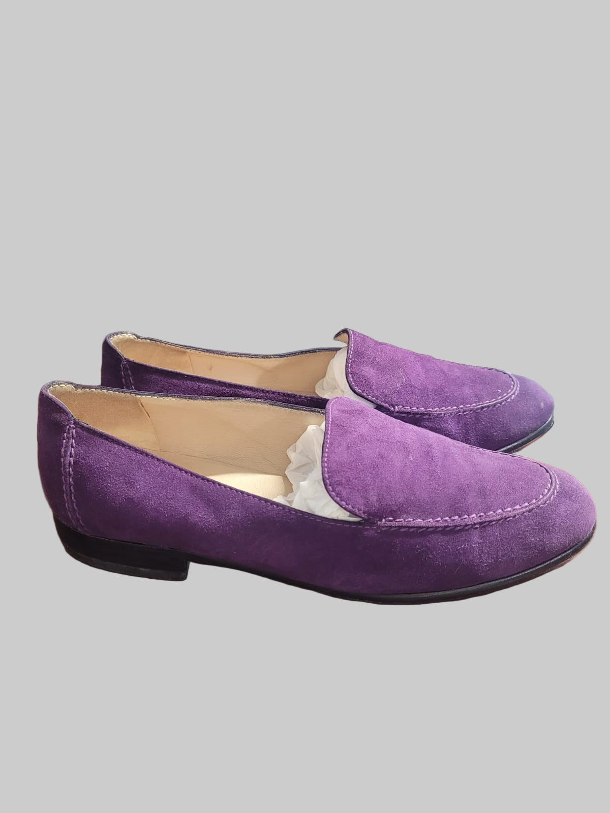 Chanel Purple Suede Loafers UK 5 EU 38 Heel Logo Shoes Flat