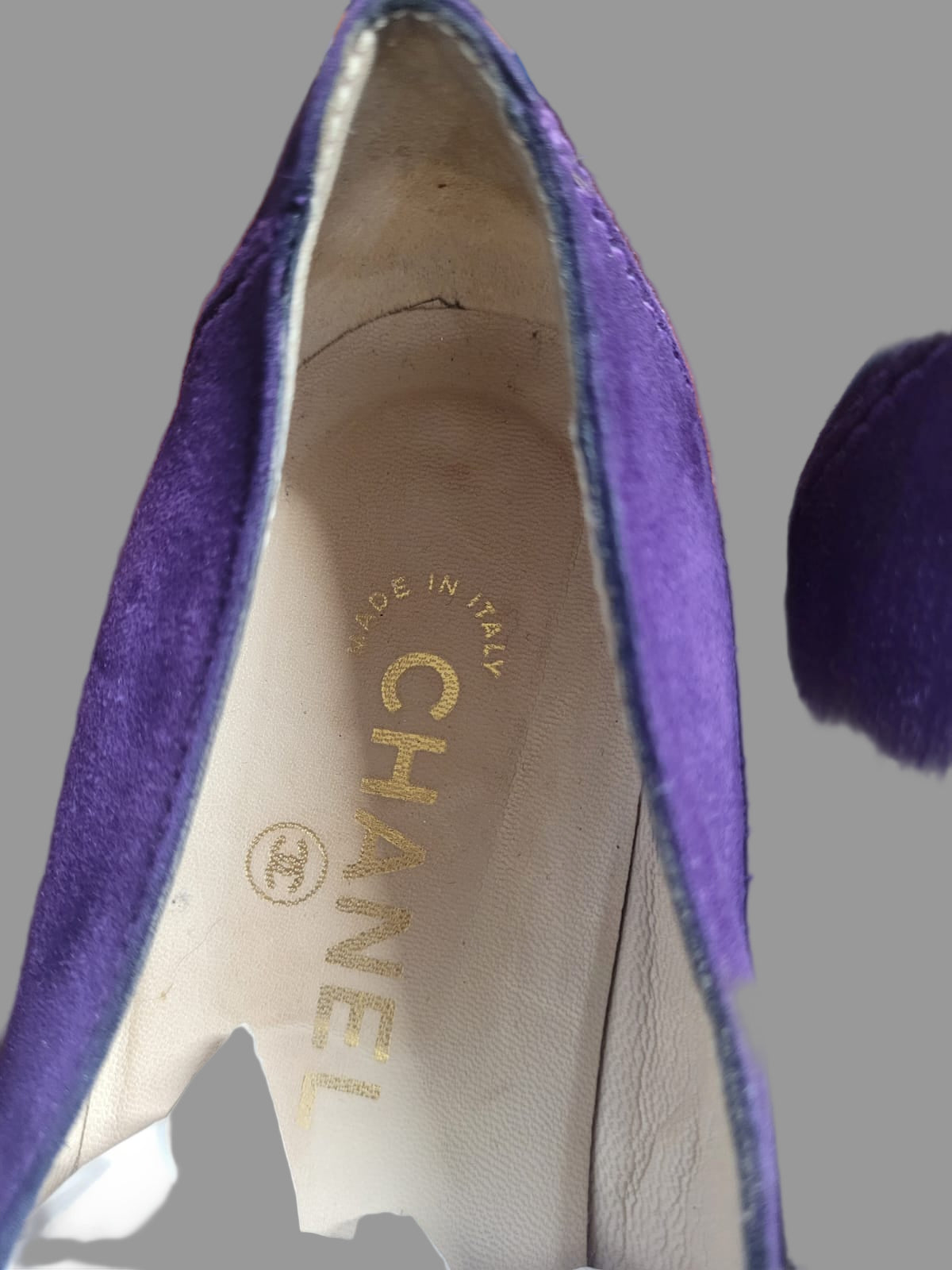 Chanel Purple Suede Loafers UK 5 EU 38 Heel Logo Shoes Flat