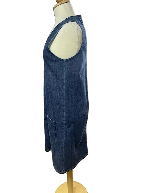 Wrap London Denim Shift Dress UK 8 EU 36 - 2 Front Pockets - Zip Fastening to Back - Midi Shift