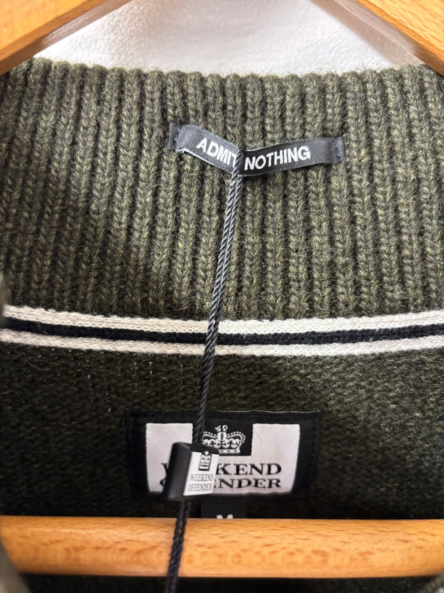 BNWT Weekend Offender Green Knitted Jumper (M) Castillos Castle Green 1/4 Button