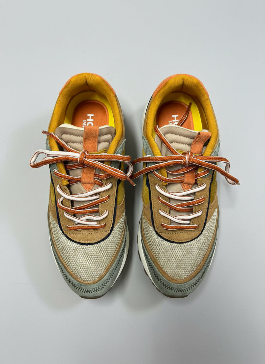 HOFF Tanzania Velvet Suede Trainers UK 6 EU 39 Yellow Green Orange