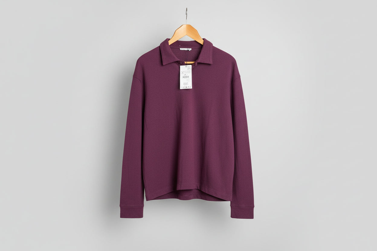 Mens Zara long Sleeved Purple Polo Shirt size M