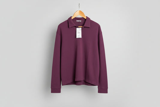Mens Zara long Sleeved Purple Polo Shirt size M