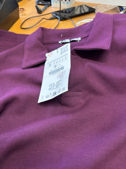 Mens Zara long Sleeved Purple Polo Shirt size M