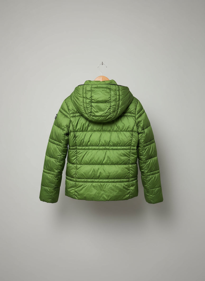 Michael Kors Green Padded Coat Jacket (S) UK 8 10 EU 36 38 Hooded Puffa Puffer