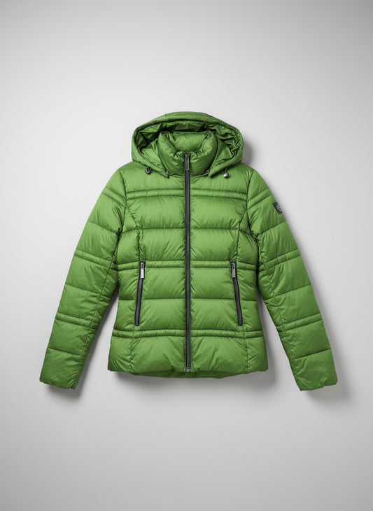 Michael Kors Green Padded Coat Jacket (S) UK 8 10 EU 36 38 Hooded Puffa Puffer