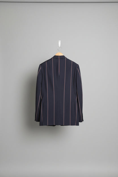 Kenzo Homme Blue Striped Blazer Jacket - Size Large - Double Breasted - Navy Blue