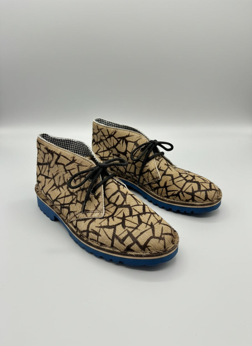 Polini Pony-Hair Boots UK 5 EU 38 Animal Print Lace-Up Safari