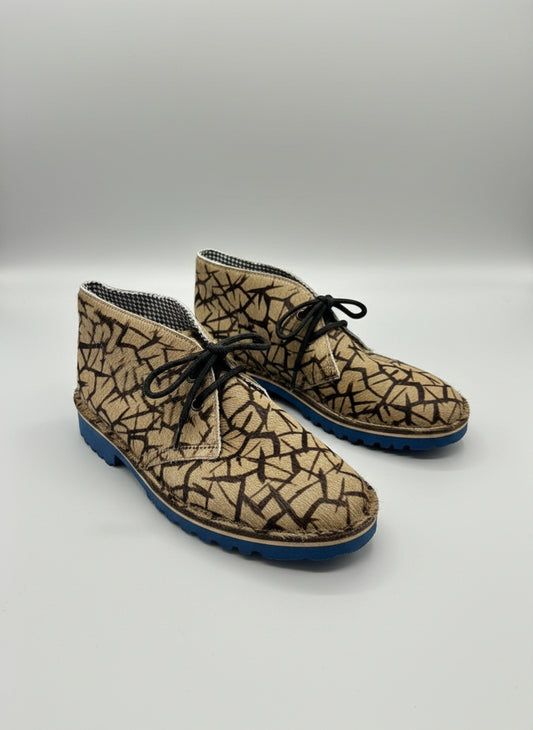 Polini Pony-Hair Boots UK 5 EU 38 Animal Print Lace-Up Safari