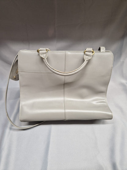 RADLEY Grey Leather Handbag Long-Shoulder Strap Geo Cut-Out - GOOD USED CONDITION