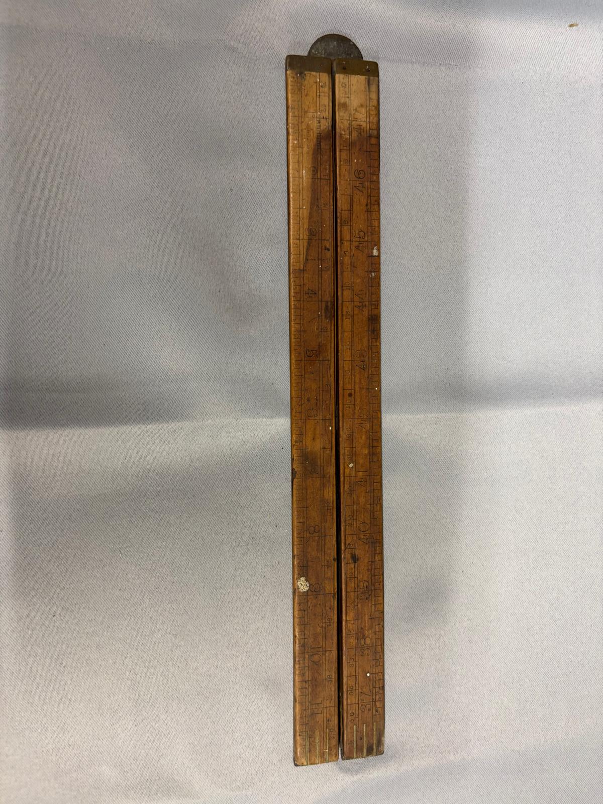 J.Rabone Antique Wooden Boxwood Brass Folding Ruler