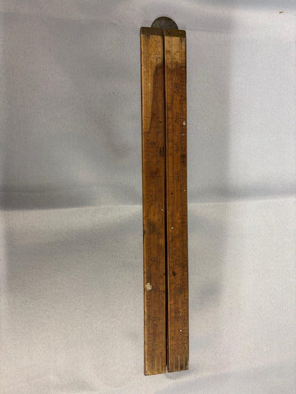 J.Rabone Antique Wooden Boxwood Brass Folding Ruler