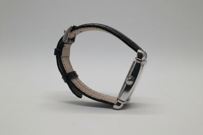 Armani Black Leather Wristwatch - Vintage - Square Face - UNTESTED