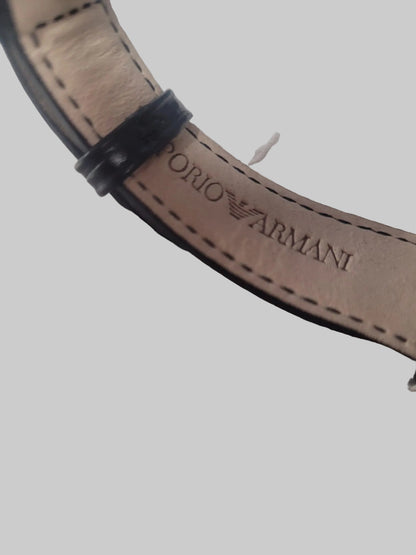 Armani Black Leather Wristwatch - Vintage - Square Face - UNTESTED