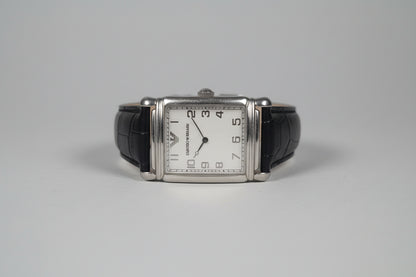 Armani Black Leather Wristwatch - Vintage - Square Face - UNTESTED