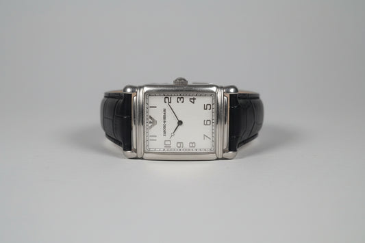 Armani Black Leather Wristwatch - Vintage - Square Face - UNTESTED