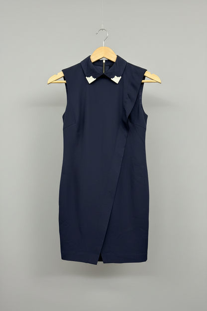 Ted Baker (1) Noi Noi Blue Dress UK 8 EU 36 Collared Shift Navy