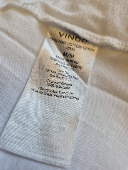 Vince White T-shirt - 100% Pima Cotton Size M
