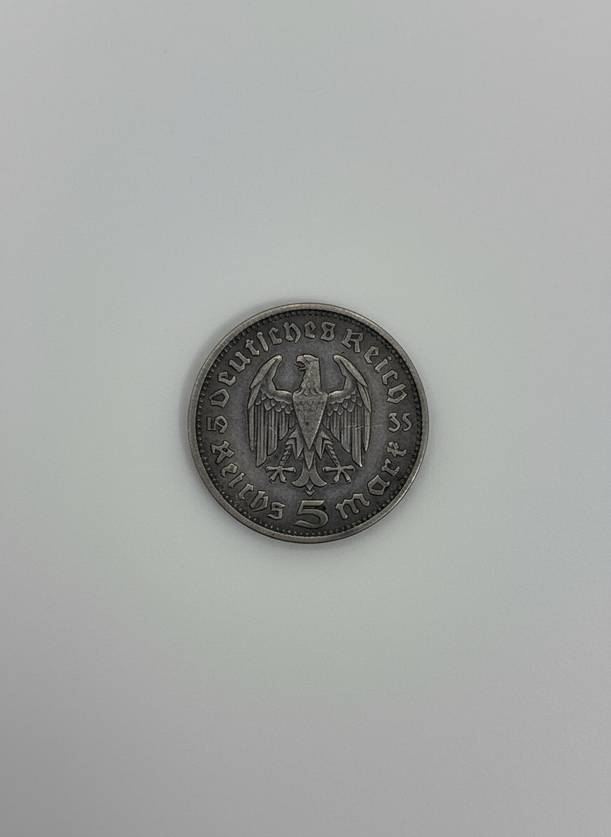 Sammlerstück Deutsches Reich 5 Reichsmark 1935 D, Paul von Hindenburg