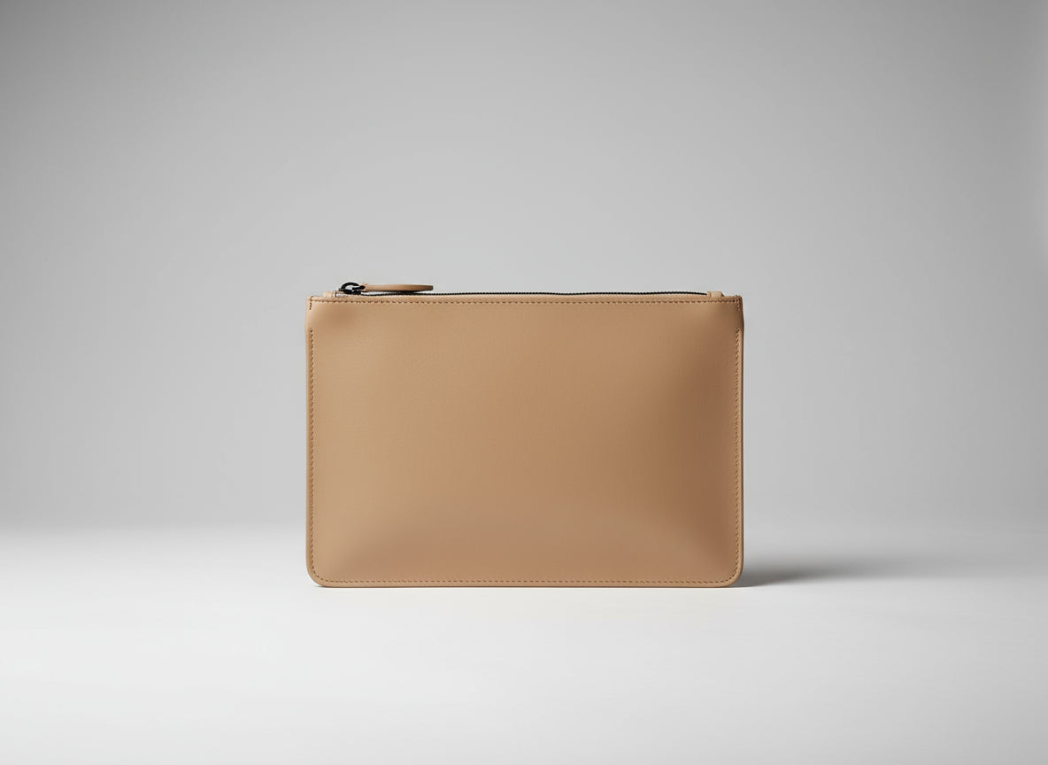 ALAÏA Paris Blush Peach Vegan Leather Zip Top Pouch Purse