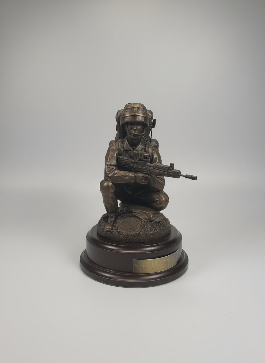 British Army Crouching Signaller Bronze Statue