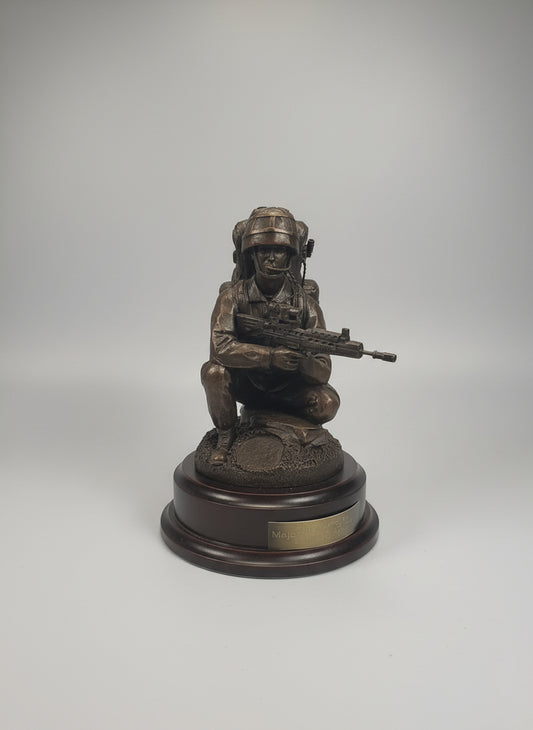 British Army Crouching Signaller Bronze Statue
