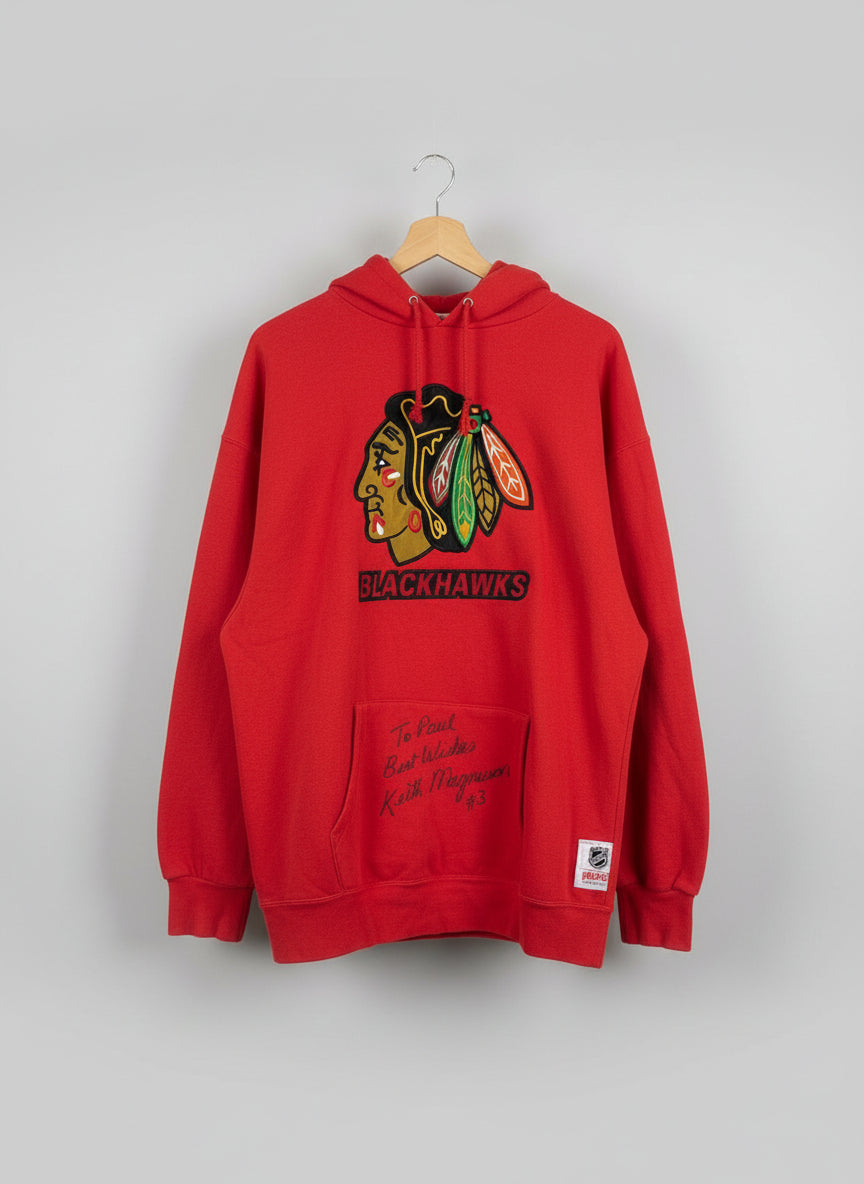 Chicago Blackhawks NHL Signed Hoodie -  Keith Magnuson - XL - Ice Hockey Team Merchandise