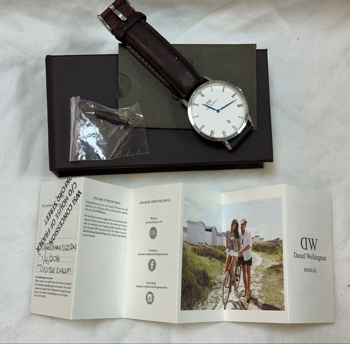 Daniel Wellington Stainless Steel Watch with Leather Wrist Band Dapper B38S1 Serial Number 01020024188