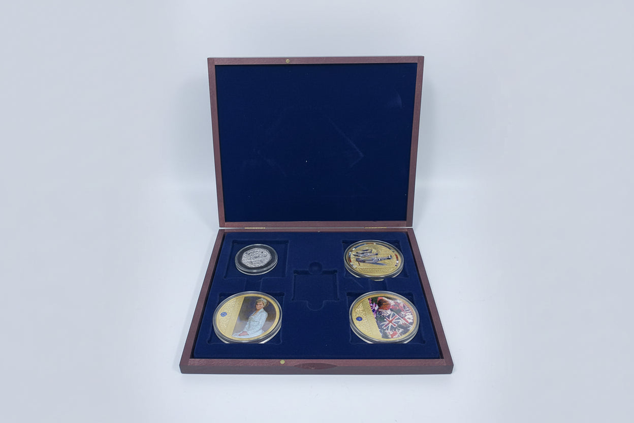 Collection of commemorative coins.