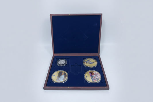 Collection of commemorative coins.