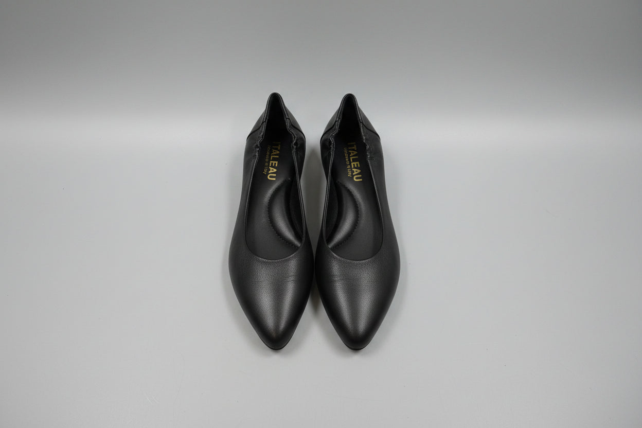 ITALEAU - Women's Black Flats EU Size 38.5 Handmade in Italy
