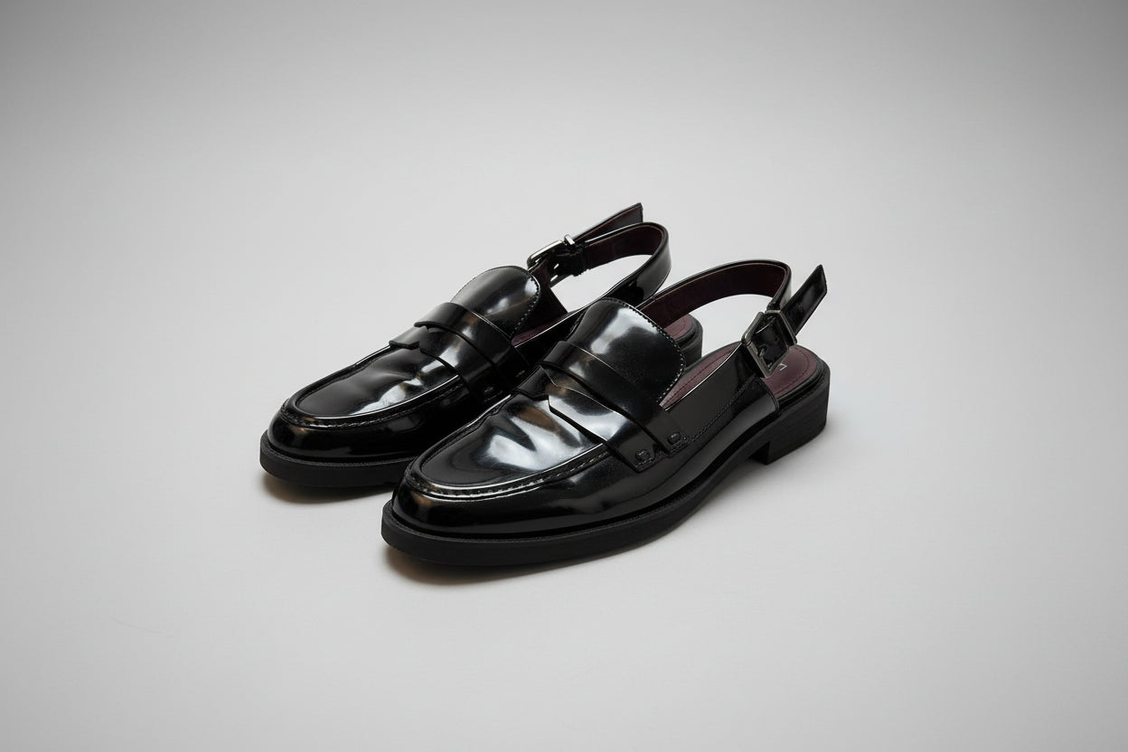 FRANCO SARTO Women's Black Slingback Loafers UK 6.5