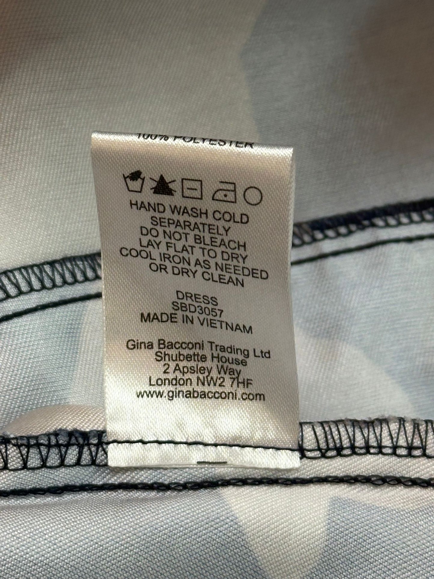 BNWT Gina Bacconi High-Low Dress Navy with Pink Florals UK 16 RRP £250