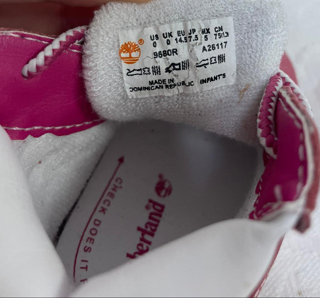 TIMBERLAND Baby Crib Booties Shoes Nubuck Soft Sole uk Size 0 Rose Pink