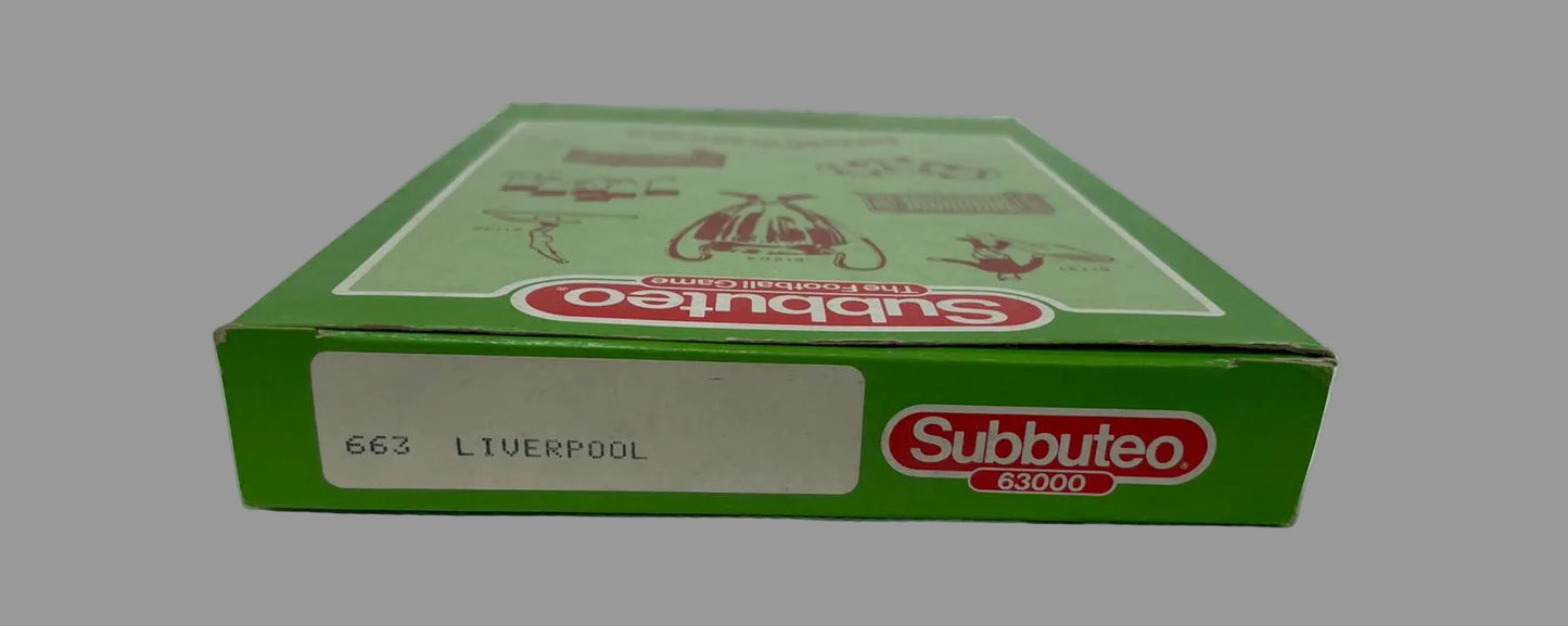 Subbuteo 61219 goal posts and 63000 Liverpool (663) team.