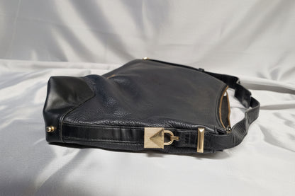 Michael Kors Black Leather Shoulder Bag Gold Hardware Handbag - USED