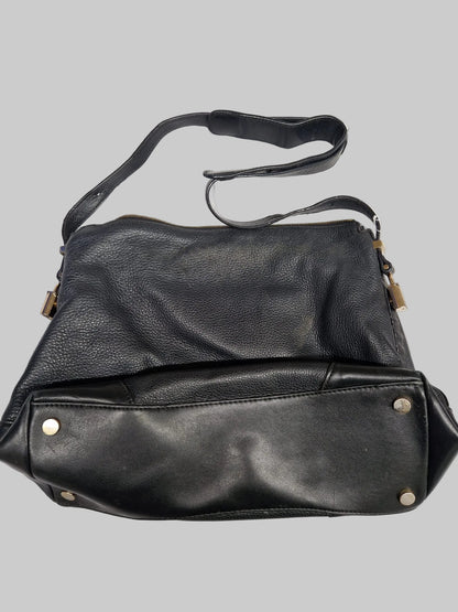 Michael Kors Black Leather Shoulder Bag Gold Hardware Handbag - USED