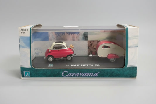 NEW Cararama 1:43 BMW Isetta 250 with a Caravan Trailer